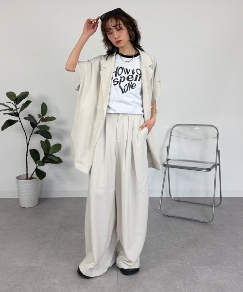 mellomela.（メロメラ）の「リネンライクワイドパンツ（その他パンツ・レディース・アイボリー/ブラック・FREE）」の6枚目の写真