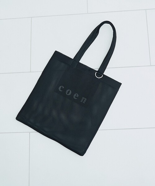 coen(コーエン)の「coen(コーエン)ロゴメッシュシアートート(Lサイズ)(トートバッグ・レディース・ライム/コバルトブルー/ブラック/シャーベット・FREE)」の1枚目の写真