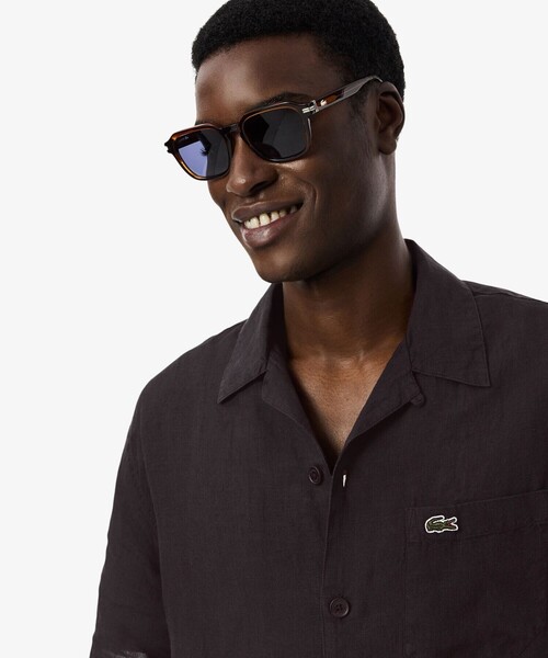 LACOSTE(ラコステ)の「オーバーサイズ リネンオープンカラーシャツ(シャツ/ブラウス・メンズ・オフホワイト/ブラウン/ピンク・38/39/40/41)」の4枚目の写真