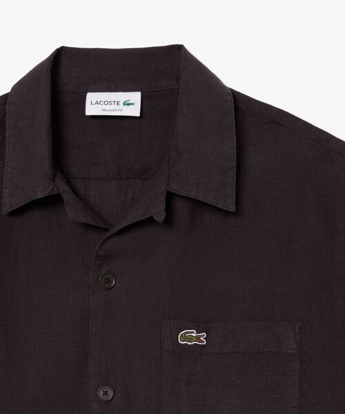 LACOSTE(ラコステ)の「オーバーサイズ リネンオープンカラーシャツ(シャツ/ブラウス・メンズ・オフホワイト/ブラウン/ピンク・38/39/40/41)」の7枚目の写真