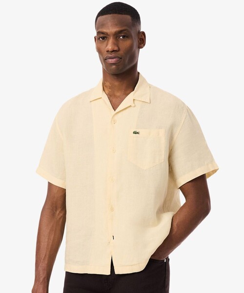 LACOSTE(ラコステ)の「オーバーサイズ リネンオープンカラーシャツ(シャツ/ブラウス・メンズ・オフホワイト/ブラウン/ピンク・38/39/40/41)」の10枚目の写真