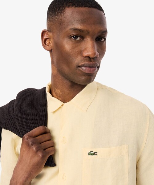 LACOSTE(ラコステ)の「オーバーサイズ リネンオープンカラーシャツ(シャツ/ブラウス・メンズ・オフホワイト/ブラウン/ピンク・38/39/40/41)」の11枚目の写真