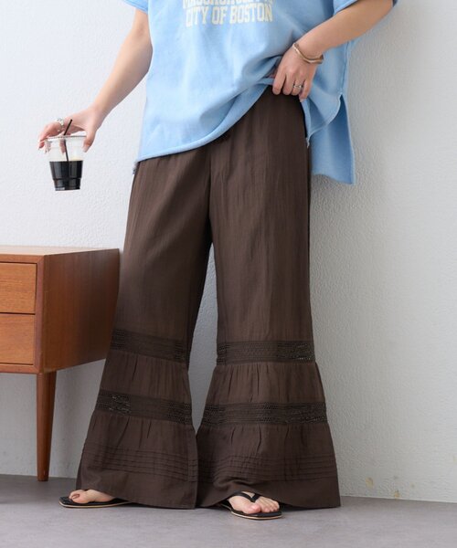 CIAOPANIC TYPY（チャオパニックティピー）の「【india】ピンタックレースフレアパンツ（その他パンツ・レディース・ブラック/オフホワイト/ブラウン・LARGE/MEDIUM/SMALL）」の3枚目の写真