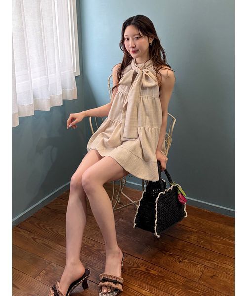 LILY BROWN（リリーブラウン）の「フラワーチャーム付きラッフルかごバッグ（かごバッグ・レディース・アイボリー/ブラック/ライトブルー・F）」の19枚目の写真