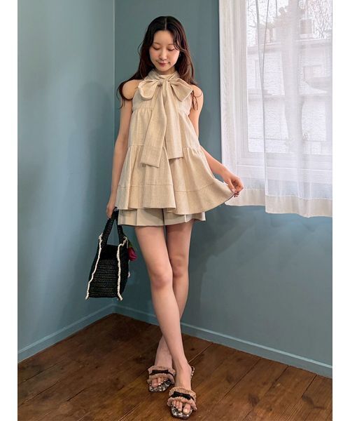 LILY BROWN（リリーブラウン）の「フラワーチャーム付きラッフルかごバッグ（かごバッグ・レディース・アイボリー/ブラック/ライトブルー・F）」の20枚目の写真
