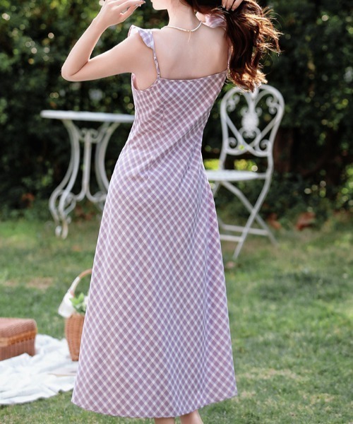 LUCPY(ラクピー)の「チェックキャミロングワンピース(ワンピース・レディース・レッド/パープル・X-LARGE/LARGE/MEDIUM/SMALL)」の5枚目の写真