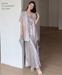 シルクタッチジャケット スカートセットアップ