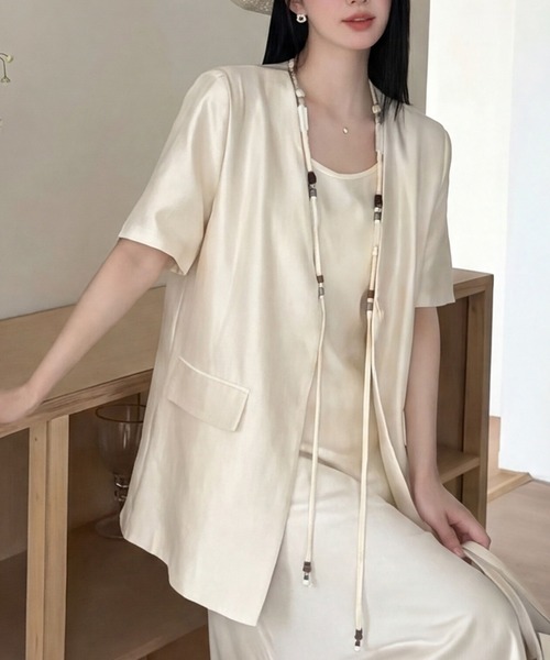 DRESS PLUS（ドレスプラス）の「シルクタッチジャケット スカートセットアップ（セットアップ・レディース・ラベンダー/ブルー/アイボリー・M/L）」の11枚目の写真