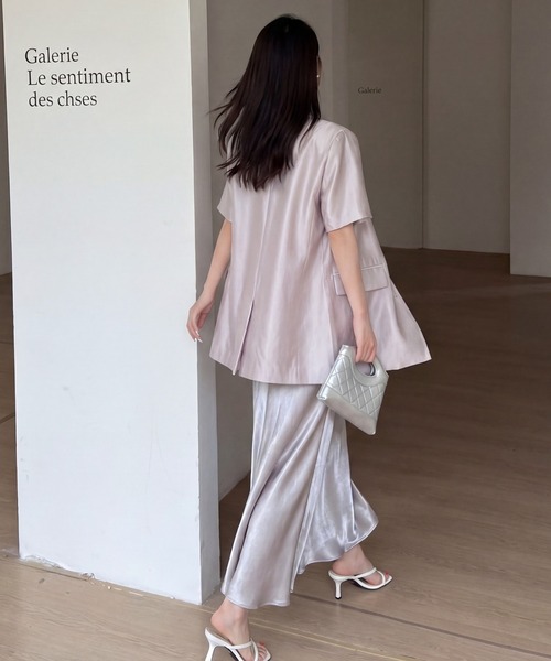 DRESS PLUS（ドレスプラス）の「シルクタッチジャケット スカートセットアップ（セットアップ・レディース・ラベンダー/ブルー/アイボリー・M/L）」の16枚目の写真
