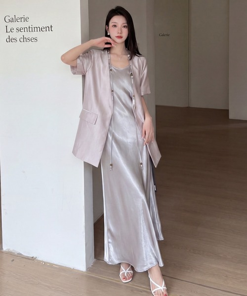 DRESS PLUS（ドレスプラス）の「シルクタッチジャケット スカートセットアップ（セットアップ・レディース・ラベンダー/ブルー/アイボリー・M/L）」の19枚目の写真