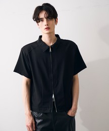 Cropped double zip shirt jacket / ショート丈ダブルジップシャツジャケット