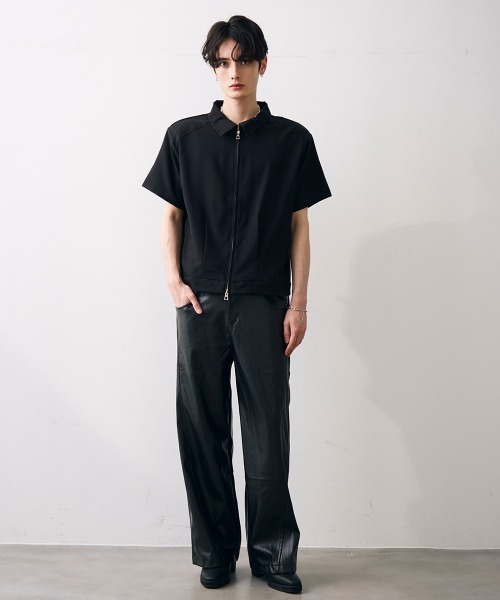 セール】Cropped double zip shirt jacket / ショート丈ダブルジップ