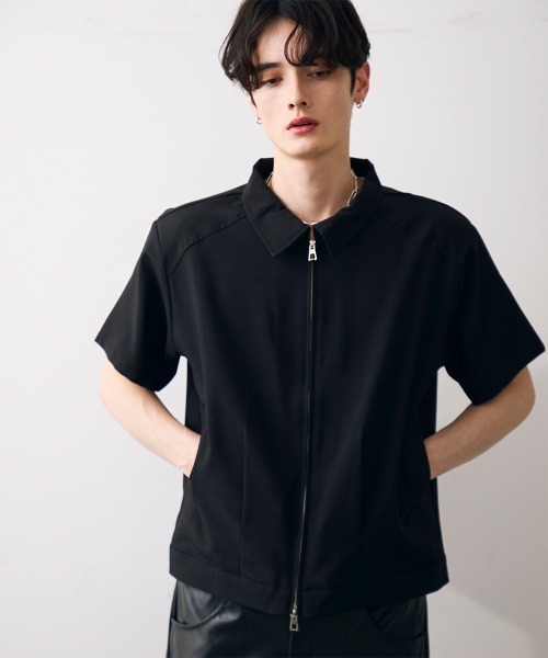 Shoowtime(ショウタイム)の「Cropped double zip shirt jacket / ショート丈ダブルジップシャツジャケット(シャツ/ブラウス・メンズ・カーキ/ブラック・MEDIUM/LARGE/X-LARGE)」の18枚目の写真