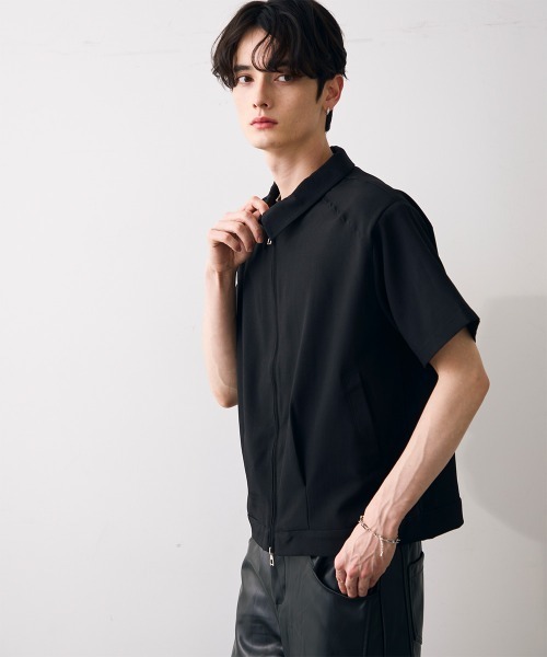 Shoowtime(ショウタイム)の「Cropped double zip shirt jacket / ショート丈ダブルジップシャツジャケット(シャツ/ブラウス・メンズ・カーキ/ブラック・MEDIUM/LARGE/X-LARGE)」の19枚目の写真