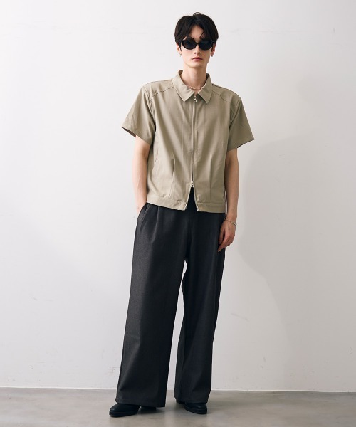 Shoowtime(ショウタイム)の「Cropped double zip shirt jacket / ショート丈ダブルジップシャツジャケット(シャツ/ブラウス・メンズ・カーキ/ブラック・MEDIUM/LARGE/X-LARGE)」の5枚目の写真