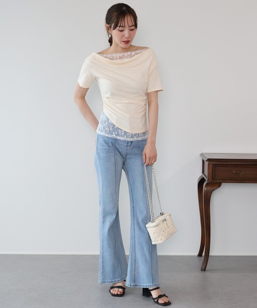 BLUEEAST（ブルーイースト）の「レースドッキングドレープカットソー（Tシャツ/カットソー・レディース・ブルー/グレー/ベージュ/ブラック/チャコールグレー・MEDIUM）」の17枚目の写真