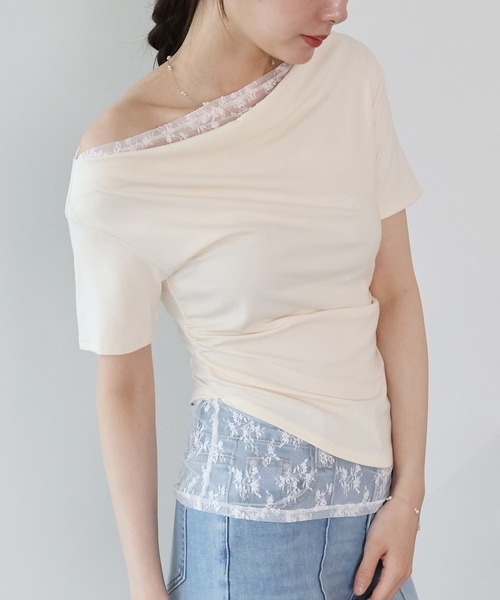 BLUEEAST（ブルーイースト）の「レースドッキングドレープカットソー（Tシャツ/カットソー・レディース・ブルー/グレー/ベージュ/ブラック/チャコールグレー・MEDIUM）」の16枚目の写真
