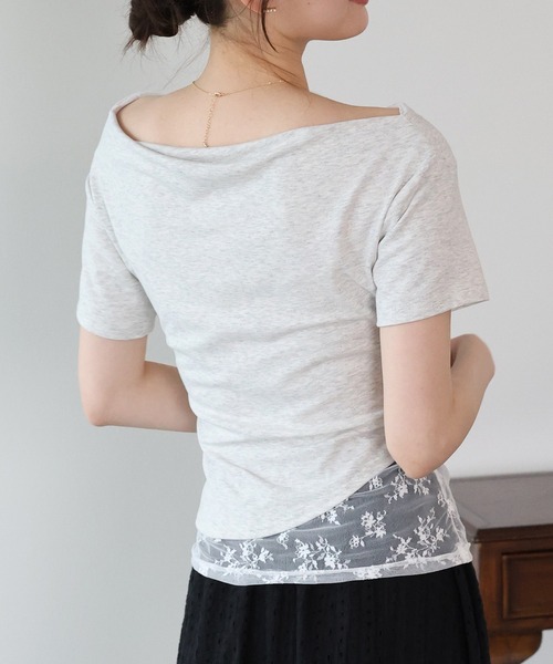 BLUEEAST（ブルーイースト）の「レースドッキングドレープカットソー（Tシャツ/カットソー・レディース・ブルー/グレー/ベージュ/ブラック/チャコールグレー・MEDIUM）」の10枚目の写真