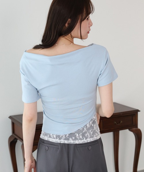 BLUEEAST（ブルーイースト）の「レースドッキングドレープカットソー（Tシャツ/カットソー・レディース・ブルー/グレー/ベージュ/ブラック/チャコールグレー・MEDIUM）」の22枚目の写真
