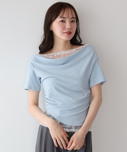 BLUEEAST（ブルーイースト）の「レースドッキングドレープカットソー（Tシャツ/カットソー・レディース・ブルー/グレー/ベージュ/ブラック/チャコールグレー・MEDIUM）」の18枚目の写真