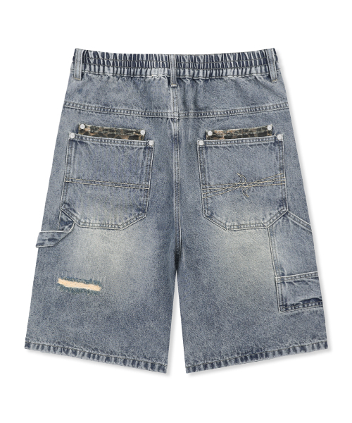 XTONZ(エクストーンズ)の「XF012 レオパードカーペンダーバミューダデニムパンツ (BLUE)(その他パンツ・レディース・その他・SMALL/MEDIUM/LARGE)」の9枚目の写真