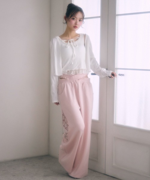 TITTY&CO.(ティティーアンドコー)の「ラメウエストレースクロスパンツ(スウェットパンツ・レディース・グレー/ブラック/ピンク・X-SMALL/MEDIUM/SMALL)」の8枚目の写真