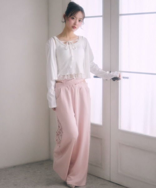 TITTY&CO.(ティティーアンドコー)の「ラメウエストレースクロスパンツ(スウェットパンツ・レディース・グレー/ブラック/ピンク・X-SMALL/MEDIUM/SMALL)」の6枚目の写真