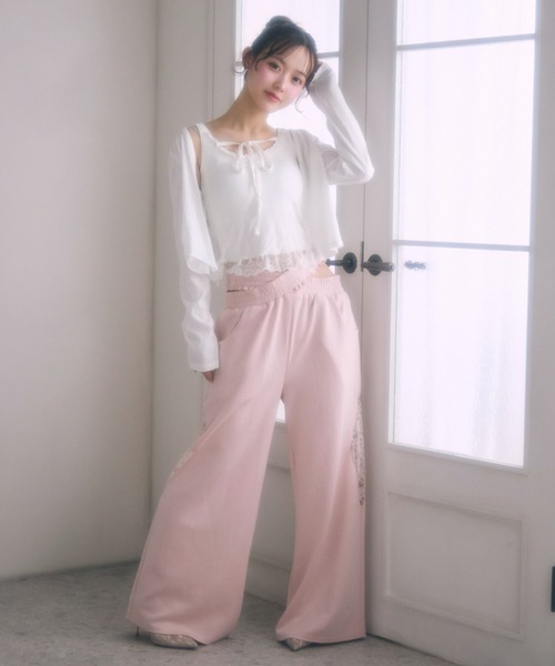 TITTY&CO.(ティティーアンドコー)の「ラメウエストレースクロスパンツ(スウェットパンツ・レディース・グレー/ブラック/ピンク・X-SMALL/MEDIUM/SMALL)」の15枚目の写真