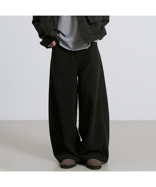 OWSA(オウサ)の「切り替えワイドベーシックスラックス 2色(スラックス・メンズ・ブラック/グレー・MEDIUM/X-LARGE/LARGE)」の1枚目の写真