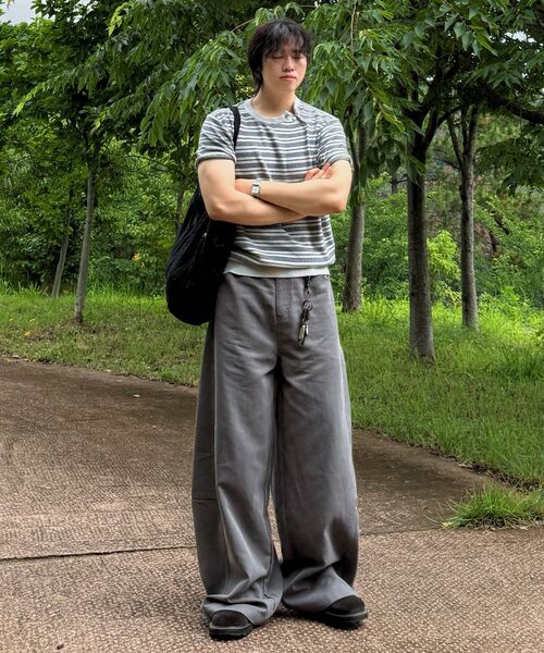 OWSA(オウサ)の「切り替えワイドベーシックスラックス 2色(スラックス・メンズ・ブラック/グレー・MEDIUM/X-LARGE/LARGE)」の15枚目の写真