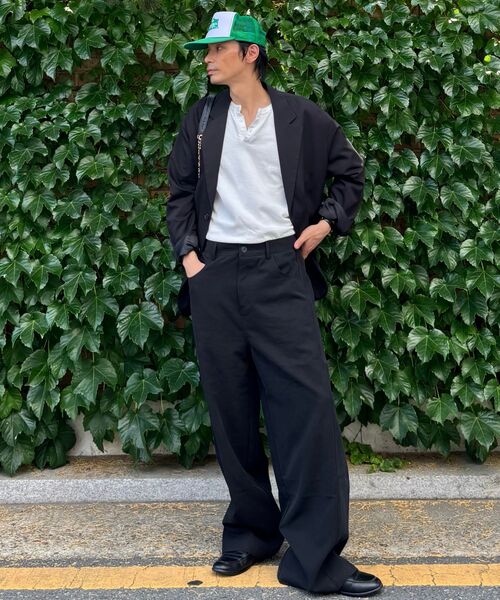 OWSA(オウサ)の「切り替えワイドベーシックスラックス 2色(スラックス・メンズ・ブラック/グレー・MEDIUM/X-LARGE/LARGE)」の18枚目の写真