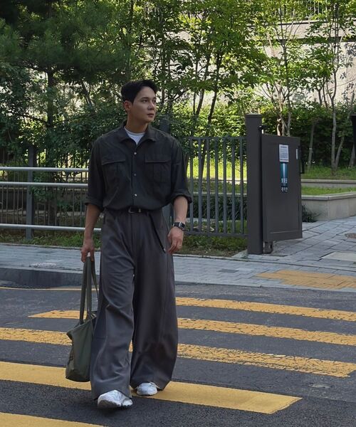 OWSA(オウサ)の「切り替えワイドベーシックスラックス 2色(スラックス・メンズ・ブラック/グレー・MEDIUM/X-LARGE/LARGE)」の19枚目の写真