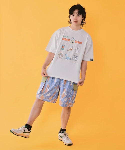 ScoLar Parity（スカラーパリティ）の「362114：Parityキャラ トロピカルリーフ柄ハーフパンツ（その他パンツ・レディース・オレンジ/ネイビー/ブラック・M）」の4枚目の写真