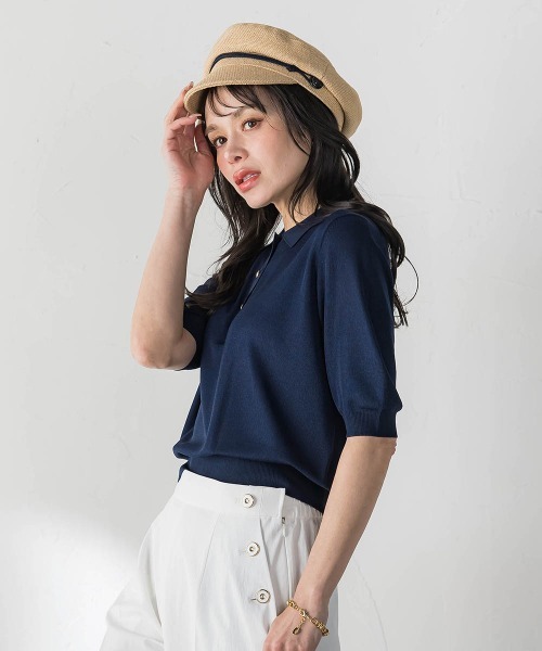 Viaggio Blu(ビアッジョブルー)の「LUCINDAポロニット(ニット/セーター・レディース・ブルー・M)」の11枚目の写真