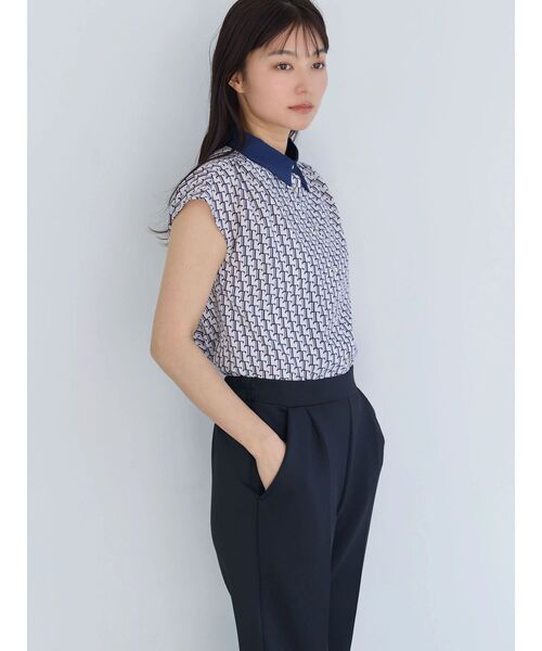 TONAL(トーナル)の「Tモノグラムクレリックフレンチシャツ(シャツ/ブラウス・レディース・アイボリー/ネイビー・MEDIUM)」の8枚目の写真