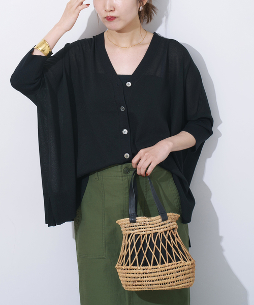 JOURNAL STANDARD relume(ジャーナルスタンダード レリューム)の「《一部WEB限定追加 / 新色》シアードルマンカーディガン(カーディガン/ボレロ・レディース・ブルー/チャコールグレー/ブラック系その他/ブラック/オレンジ・FREE)」の1枚目の写真