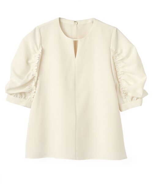 LANVIN en Bleu(ランバンオンブルー)の「ドライポリエステルギャザー袖ブラウス(シャツ/ブラウス・レディース・グレー/ブラック/オフホワイト・38)」の1枚目の写真