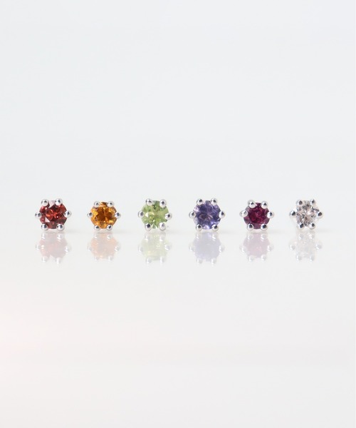 KU-CROISSANT(クークロワッサン)の「シルバー925 天然石ピアス(ピアス(両耳用)・レディース・ホワイト/レッド/ピンク/オレンジ/ライトグリーン/ブルーパープル・ONE SIZE)」の8枚目の写真