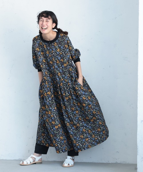 soulberry（ソウルベリー）の「私の野に咲くワンピース（シャツワンピース・レディース・ブラック・LL/L/M/4L/3L）」の9枚目の写真