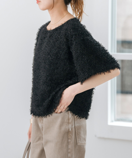 Spick & Span（スピックアンドスパン）の「《追加》フェザーライクTブラウス（シャツ/ブラウス・レディース・ブラック/アイボリー・FREE）」の8枚目の写真