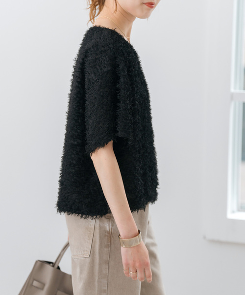 Spick & Span（スピックアンドスパン）の「《追加》フェザーライクTブラウス（シャツ/ブラウス・レディース・ブラック/アイボリー・FREE）」の9枚目の写真