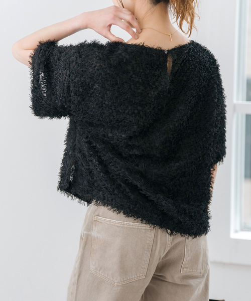 Spick & Span（スピックアンドスパン）の「《追加》フェザーライクTブラウス（シャツ/ブラウス・レディース・ブラック/アイボリー・FREE）」の10枚目の写真