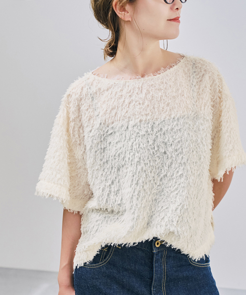 Spick & Span（スピックアンドスパン）の「《追加》フェザーライクTブラウス（シャツ/ブラウス・レディース・ブラック/アイボリー・FREE）」の13枚目の写真