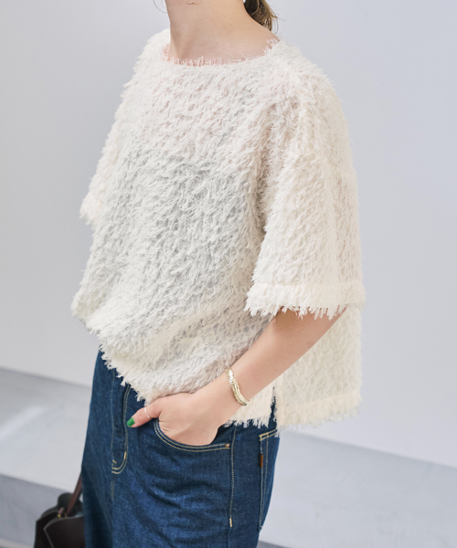 Spick & Span（スピックアンドスパン）の「《追加》フェザーライクTブラウス（シャツ/ブラウス・レディース・ブラック/アイボリー・FREE）」の14枚目の写真