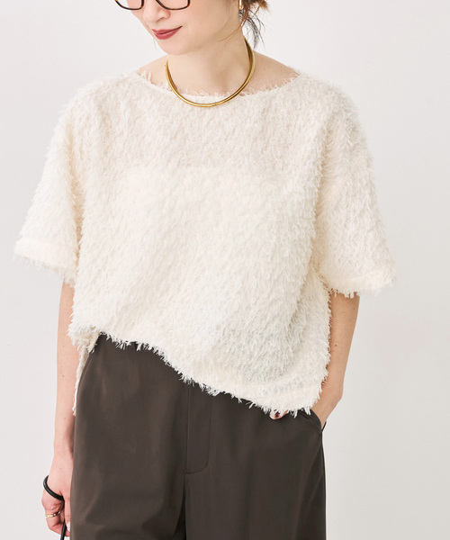 Spick & Span（スピックアンドスパン）の「《追加》フェザーライクTブラウス（シャツ/ブラウス・レディース・ブラック/アイボリー・FREE）」の15枚目の写真