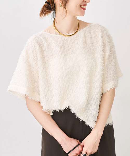 Spick & Span（スピックアンドスパン）の「《追加》フェザーライクTブラウス（シャツ/ブラウス・レディース・ブラック/アイボリー・FREE）」の16枚目の写真