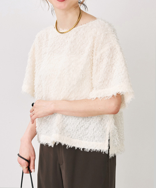 Spick & Span（スピックアンドスパン）の「《追加》フェザーライクTブラウス（シャツ/ブラウス・レディース・ブラック/アイボリー・FREE）」の17枚目の写真