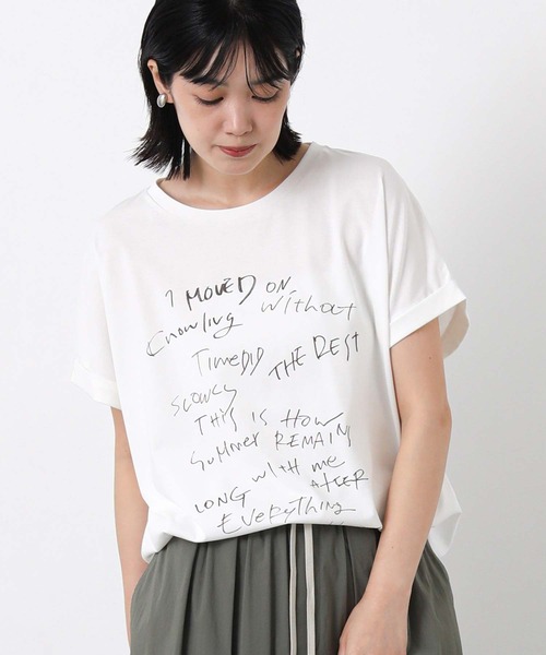 Gready Brilliant(グレディブリリアン)の「ドローイングロゴフレンチ(Tシャツ/カットソー・レディース・オフホワイト/イエロー・38)」の1枚目の写真