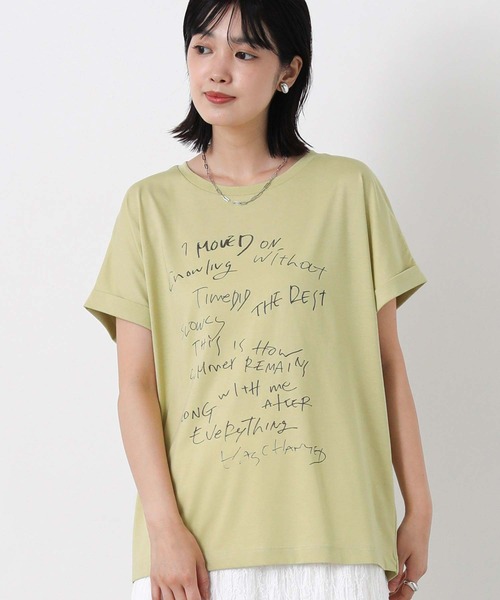 Gready Brilliant(グレディブリリアン)の「ドローイングロゴフレンチ(Tシャツ/カットソー・レディース・オフホワイト/イエロー・38)」の2枚目の写真