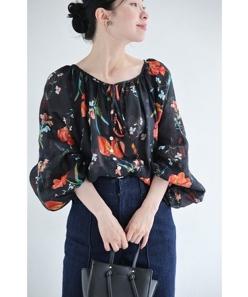 cawaii(カワイイ)の「(黒)開き始めたチューリップのシアーブラウストップス(シャツ/ブラウス・レディース・ブラック・FREE)」の16枚目の写真
